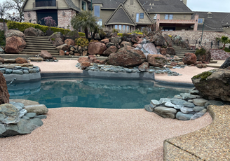 Custom Swimming Pool, Natural Rock Features, Safety Surfacing
SunPlay
Sundek
