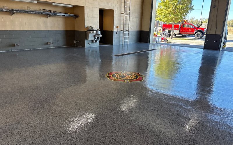 custom epoxy floor logo