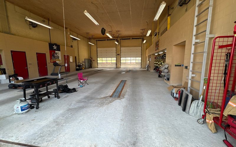 fire station concrete floor before